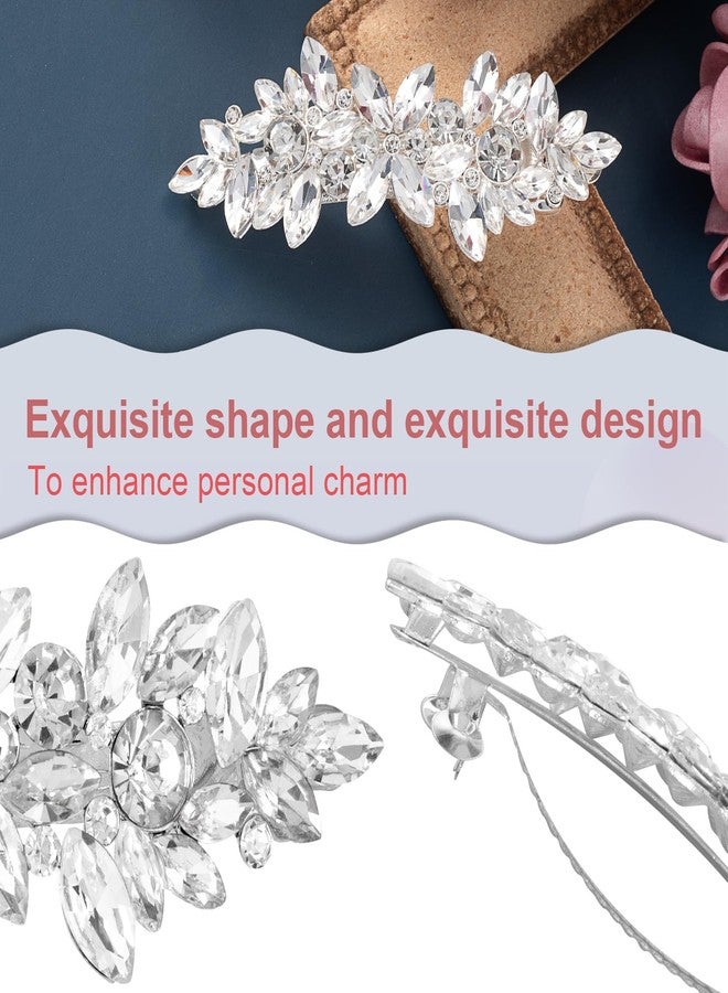 ANCIRS Rhinestone Hair Clips, Crystal Hair Clip for Wedding, Silver Wedding Hair Pins, Sparkly French Hair Barrettes for Bridal Brides Women Thick Long Hair (1 Pcs) - Image 5